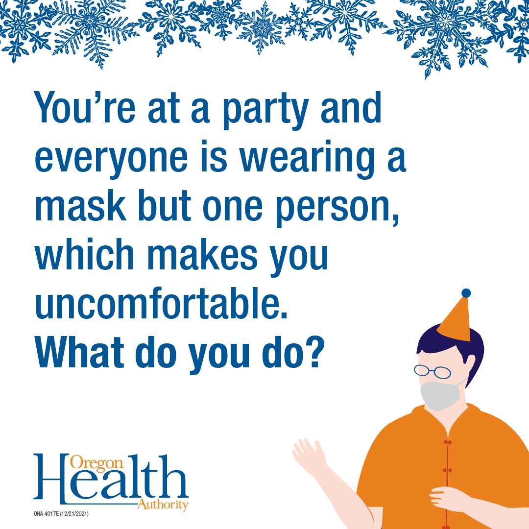 Etiquette series infographic asks, "What to do if someone at your party isn’t wearing a mask?”