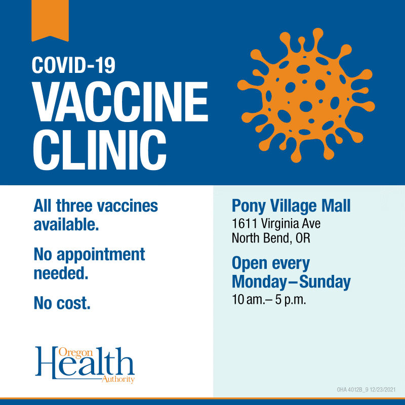 infographic about the new high-volume vaccination site opening in Coos County