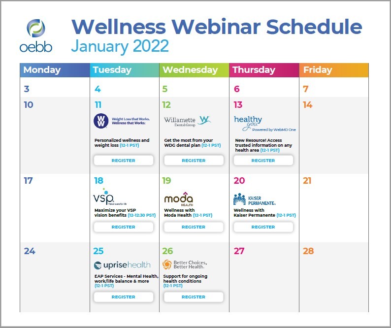 OEBB January 2022 Wellness Webinar Schedule