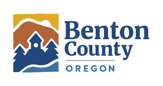 Benton County logo with blue, orange and yellow colors.