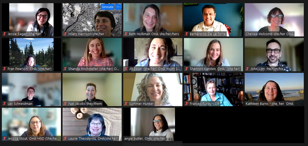 Faces of the CFBH team as seen in a recent Zoom conversation