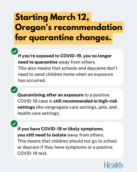 infographic explaining the changes in quarantine guidelines
