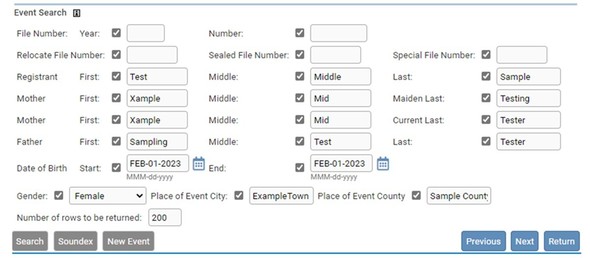 Example of Event Search