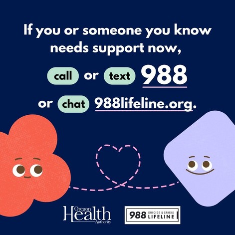graphic says to call or text 988 in the event of a mental health emergency
