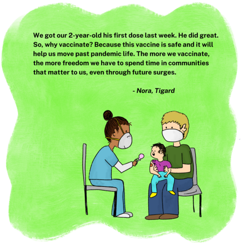 illustration of a child being vaccinated
