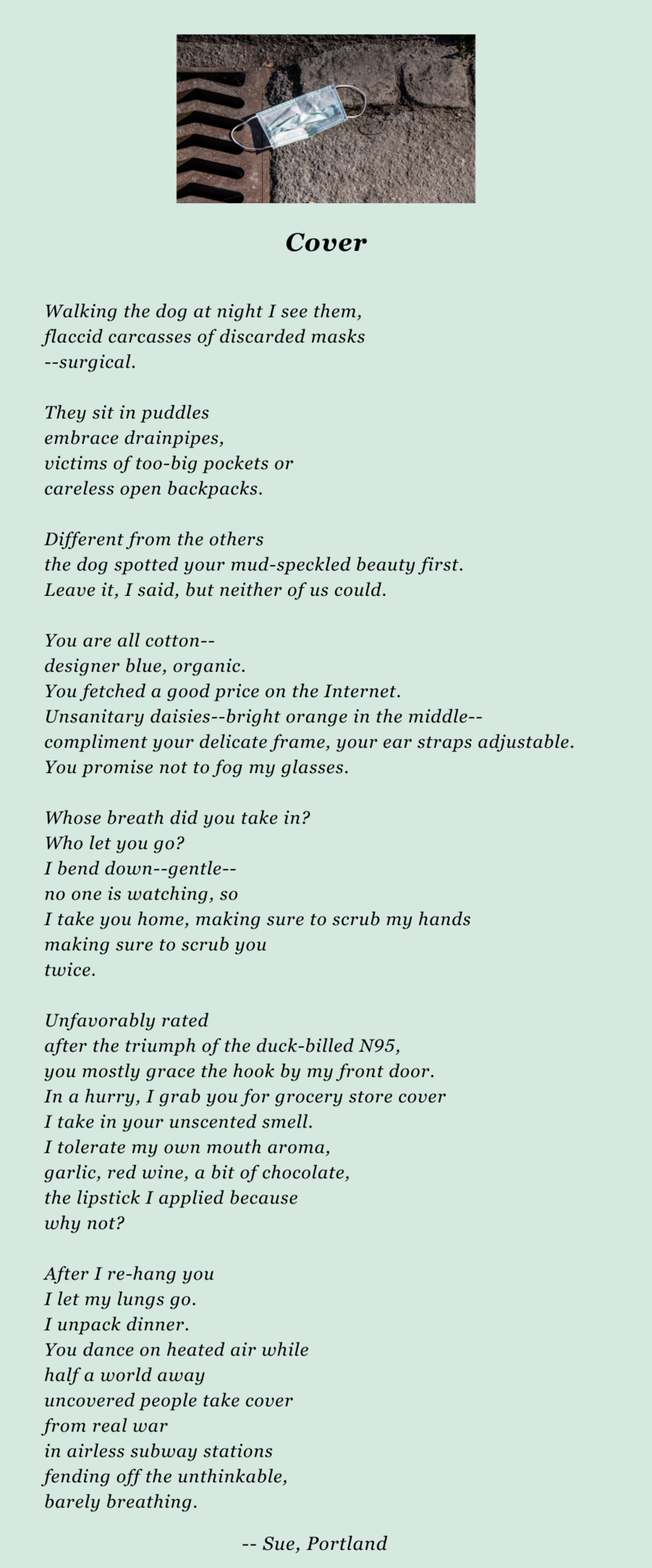 a poem called "Cover"