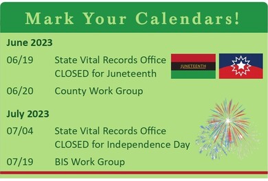 June 2023 Calendar of Events Image
