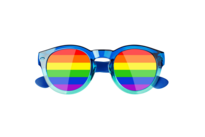 image of sunglasses with rainbows across the lenses