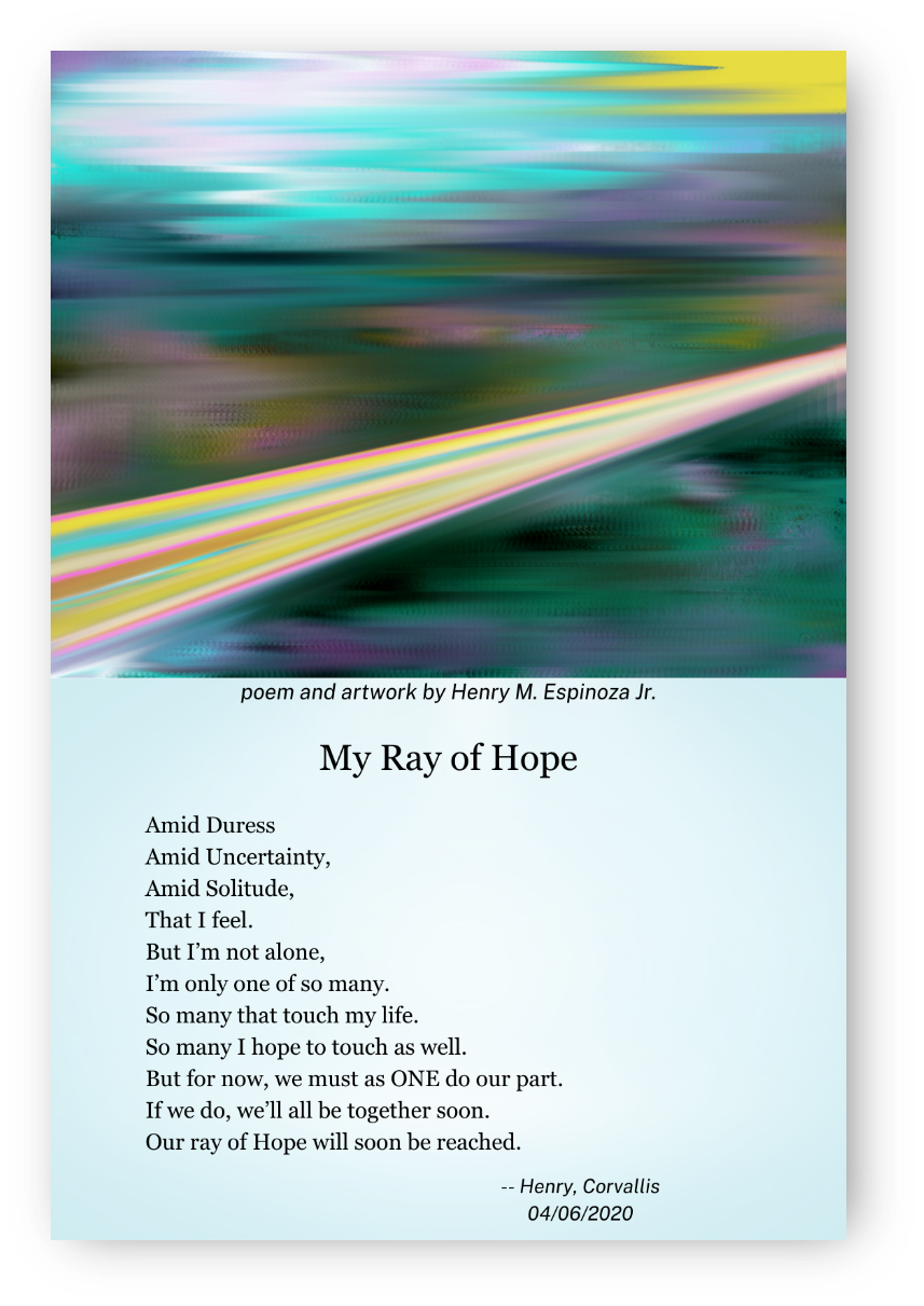 poem about the pandemic, with artwork, titled My Ray of Hope