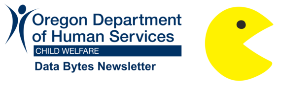 ODHS Child Welfare Data Bytes newsletter masthead includes ODHS logo and a game icon
