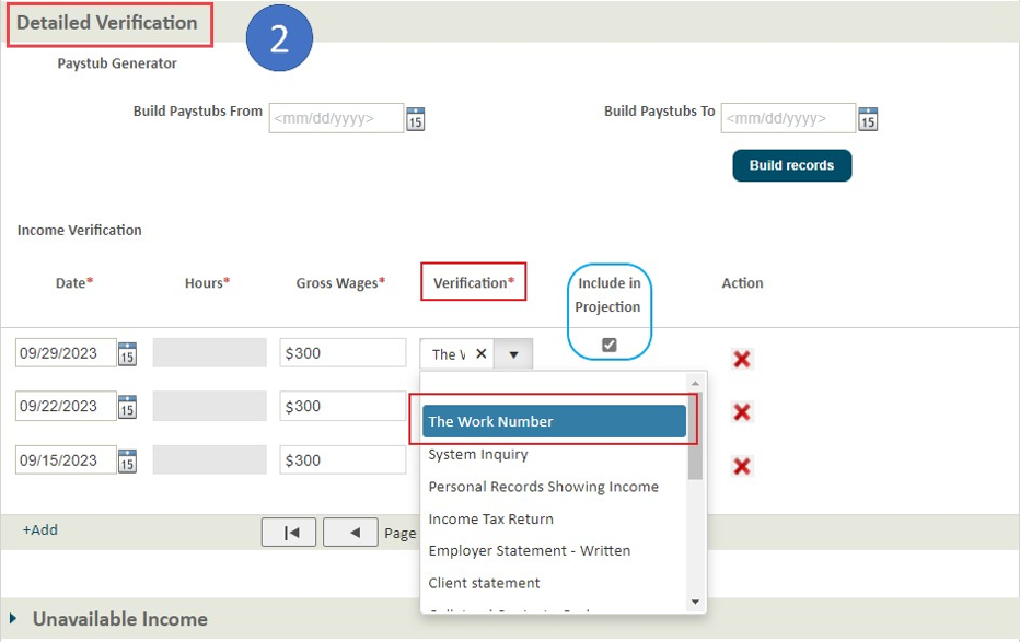 Detailed Verification screen