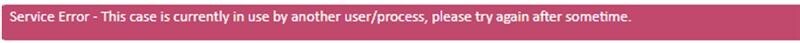 ONE system screen grab showing a service error