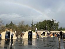 EAP tents set up during an emergency preparedness exercise with the Coquille Indian Tribe