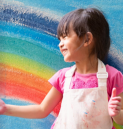 child with rainbow