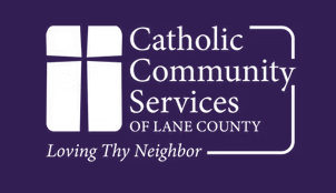 Catholic Community Services of Lane County, Loving thy neighbor on dark purple background