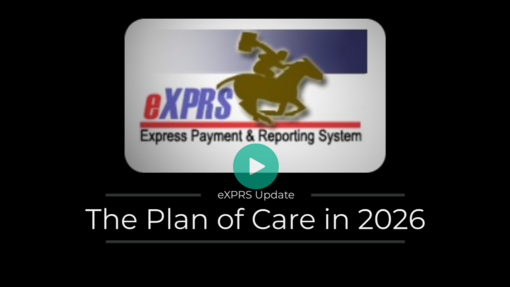 A screenshot showing the eXPRS logo and text that reads eXPRS Update - The Plan of Care in 2026