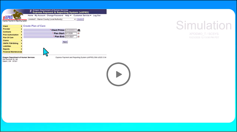 A screenshot of a video showing the Plan of Care Creation Process