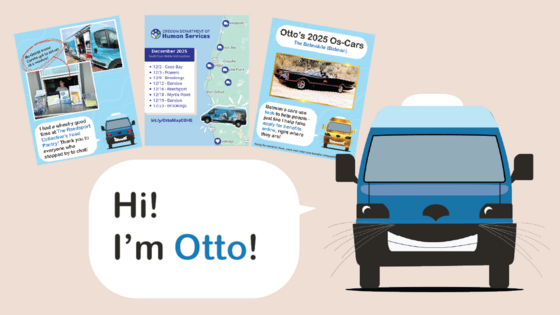 Otto the Mobile Van cartoon and sample social posts