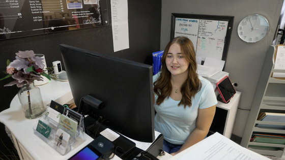 Alayna, a Medford High School student, works at Imani as part of VR