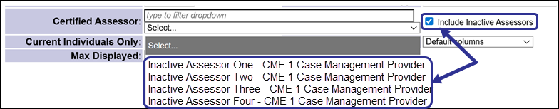 Certified Assessor Field with Inactive Checkbox Marked