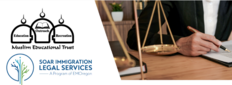 muslim educational trust logo and soar immigration legal services logo 