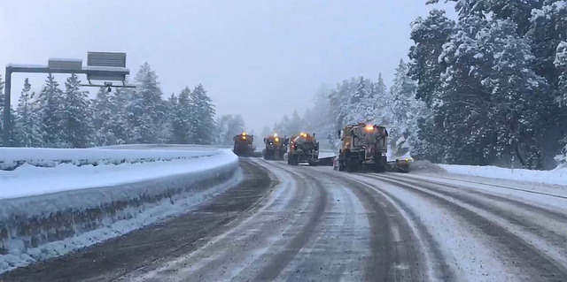 Snowplows on I-5 near Ashland
