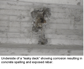 Corrosion on a bridge deck