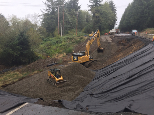 Slide repair site on U.S. 20 at milepost 2.25
