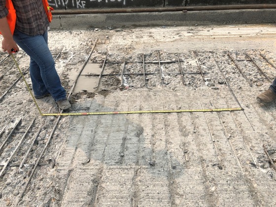 The rebar was severely damaged, causing a repair delay.