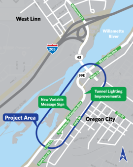 OR 99E Tunnel Illumination Project Map
