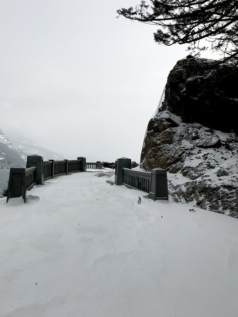 Lindsey Creek Cut Bridge in snow.