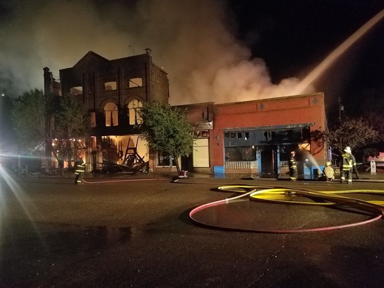 Huntington buildings on fire