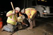 Close quarters for workers on the I-5 Medford Viaduct