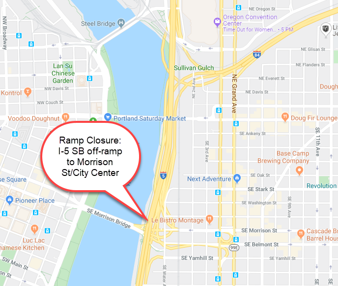 I-5 SB off-ramp to Morrison St/City Center