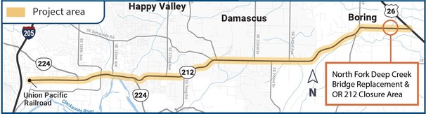 OR 212 Project Vicinity Map from I-205 to U.S. 26