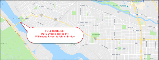 US30 Bypass St Johns Bridge full Closure