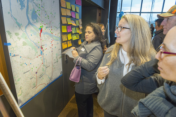 Community members participating in an open house for the Value Pricing Feasibility Analysis in 2018. 
