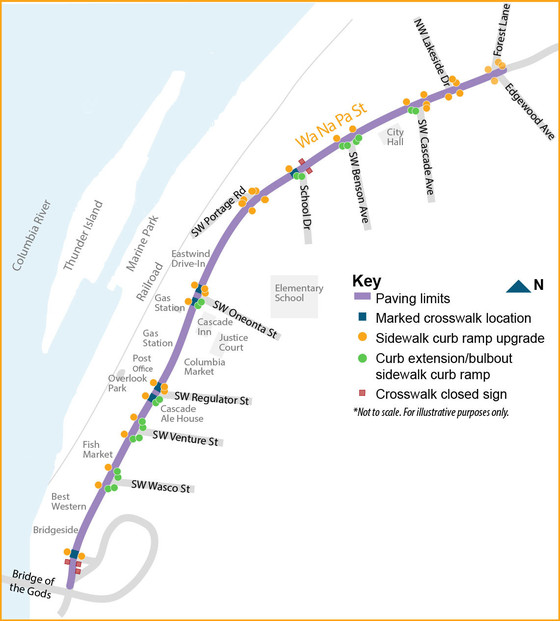 Curb ramps will be constructed at intersections along Wa Na Pa.
