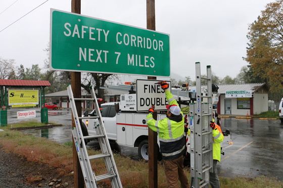 U.S. 199 Safety Corridor sign installation, April 22, 2020 near Selma