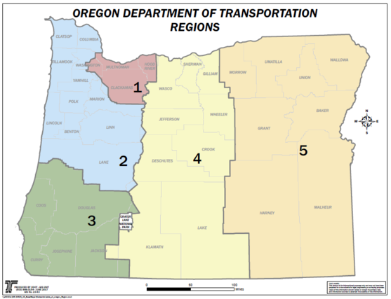 ODOT REGIONS MAP