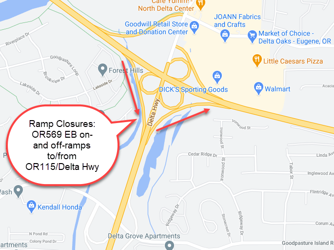 OR569 EB & WB on- and off-ramps to-from OR115-Delta Hwy