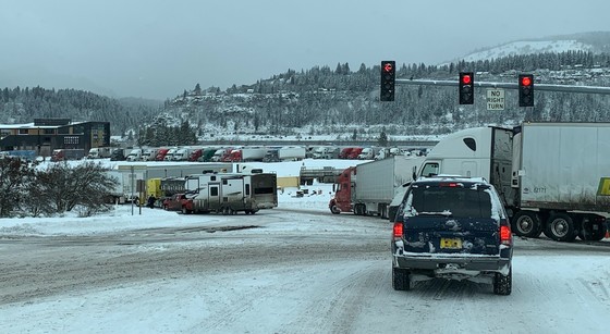 Trucks parked in Hood River