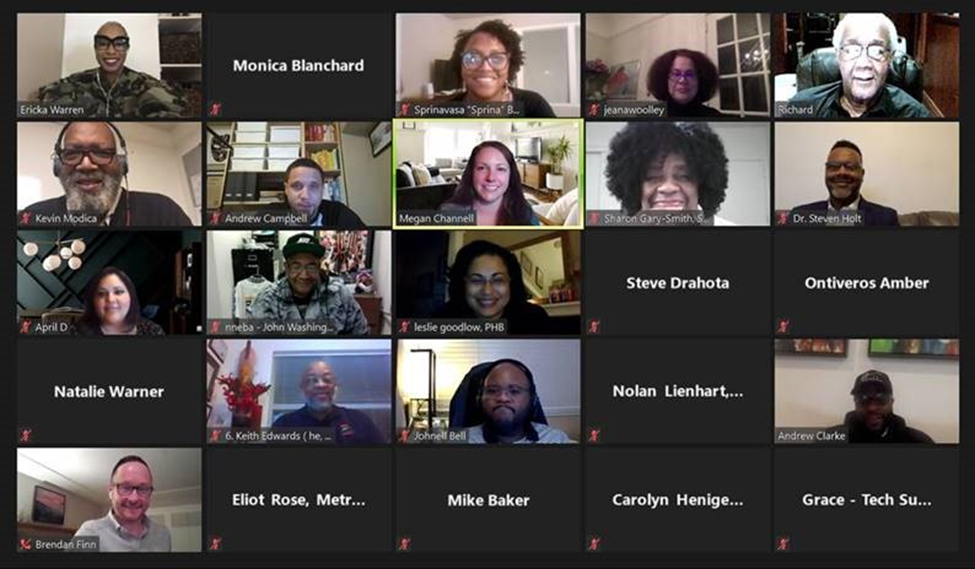 Members of the Historic Albina Advisory Board meet via Zoom on February 23, 2021