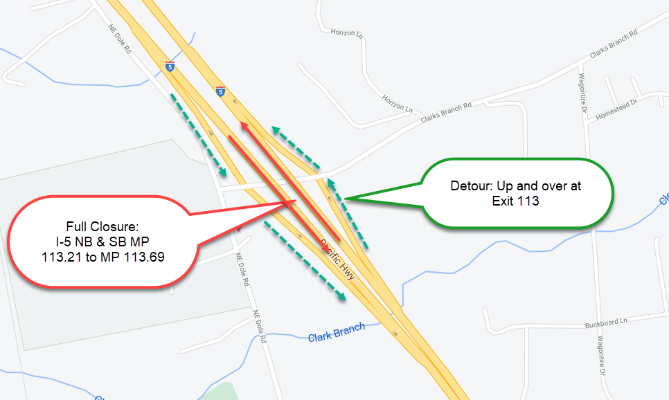 I-5 NB & SB Full Closure at Exit 113