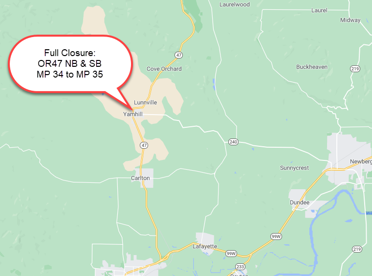 OR47 NB & SB MP 34 to 35 Full Closure