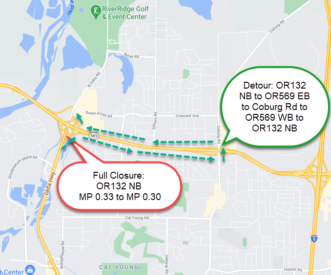 OR132 Delta Hwy Full Closure