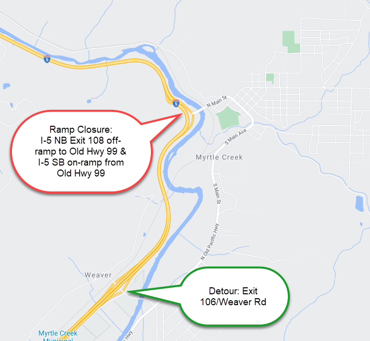 I-5 NB & SB Exit 108 on- and off- ramps