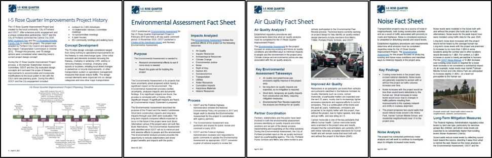 Image showing the new project fact sheets. View the fact sheets at: https://www.i5rosequarter.org/library/
