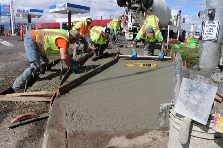 Curb ramp construction work