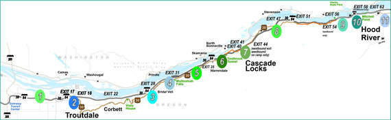 Projects stretch from I-205 to Hood River along both I-84 and the Historic Highway. 